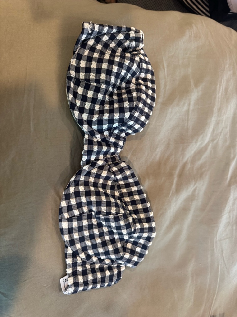 Jcrew Deep navy & White Gingham Bandeau Top
